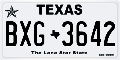 TX license plate BXG3642