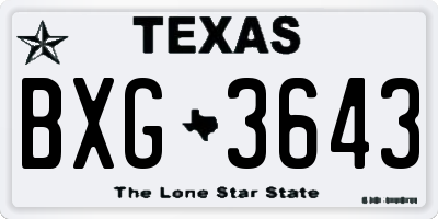TX license plate BXG3643