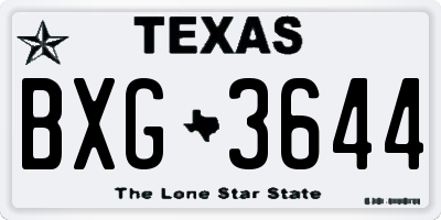 TX license plate BXG3644
