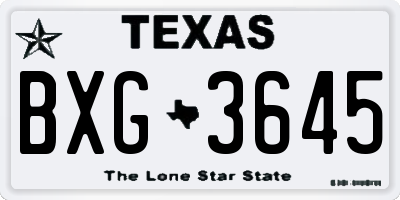 TX license plate BXG3645
