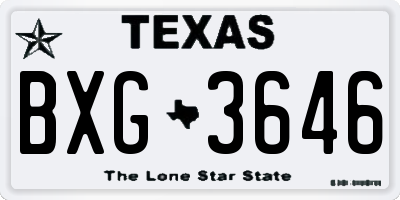 TX license plate BXG3646