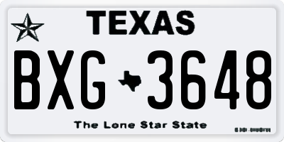 TX license plate BXG3648