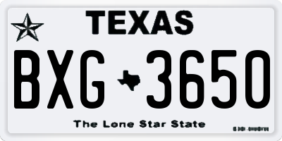 TX license plate BXG3650