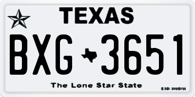 TX license plate BXG3651
