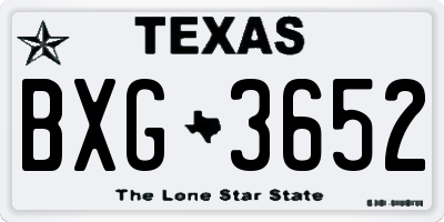 TX license plate BXG3652
