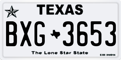 TX license plate BXG3653