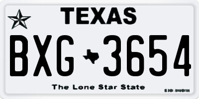 TX license plate BXG3654