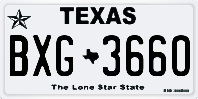 TX license plate BXG3660