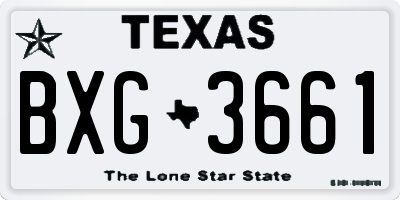 TX license plate BXG3661