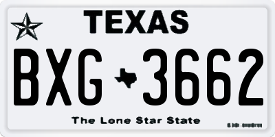 TX license plate BXG3662