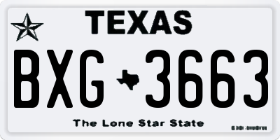 TX license plate BXG3663