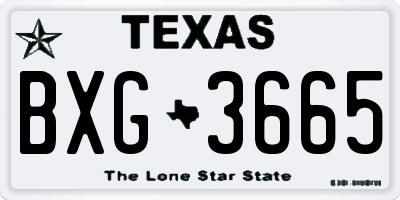 TX license plate BXG3665