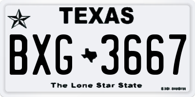 TX license plate BXG3667