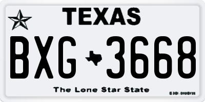 TX license plate BXG3668