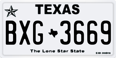 TX license plate BXG3669