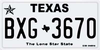 TX license plate BXG3670