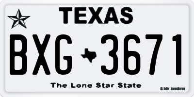 TX license plate BXG3671