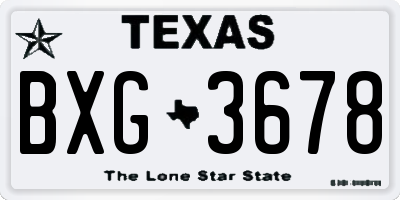 TX license plate BXG3678