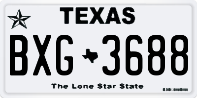 TX license plate BXG3688