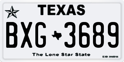 TX license plate BXG3689