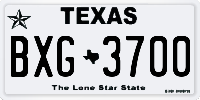 TX license plate BXG3700