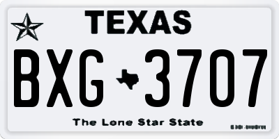 TX license plate BXG3707