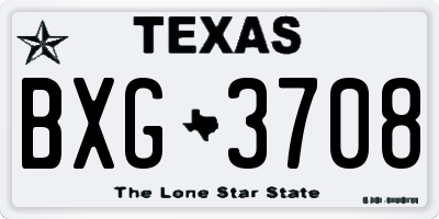 TX license plate BXG3708