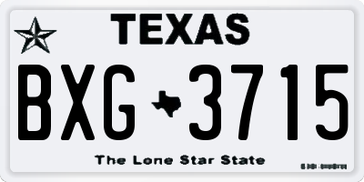 TX license plate BXG3715