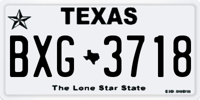 TX license plate BXG3718