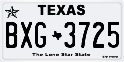 TX license plate BXG3725
