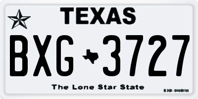 TX license plate BXG3727