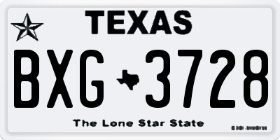 TX license plate BXG3728