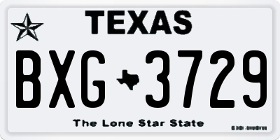 TX license plate BXG3729