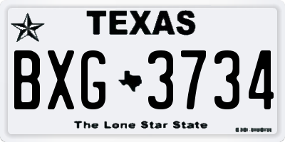 TX license plate BXG3734