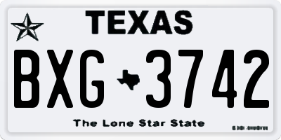 TX license plate BXG3742