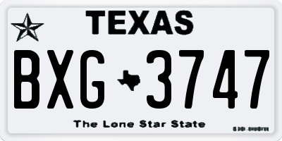 TX license plate BXG3747