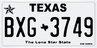 TX license plate BXG3749