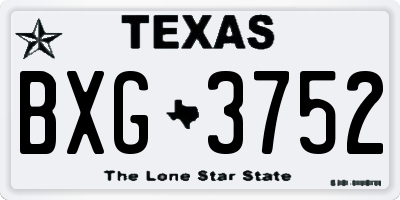 TX license plate BXG3752