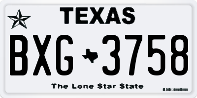 TX license plate BXG3758