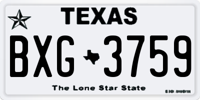 TX license plate BXG3759
