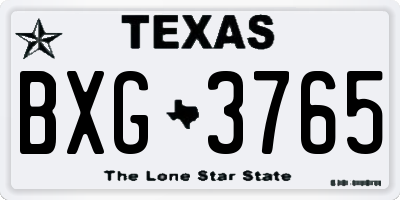 TX license plate BXG3765
