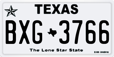 TX license plate BXG3766