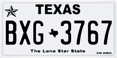 TX license plate BXG3767