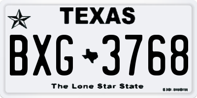 TX license plate BXG3768