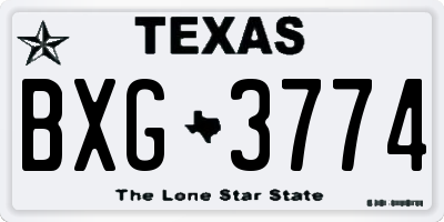 TX license plate BXG3774
