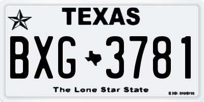 TX license plate BXG3781