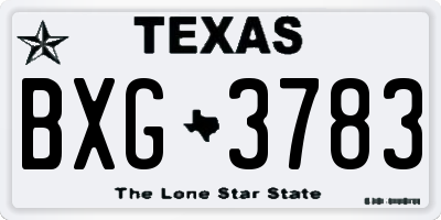 TX license plate BXG3783