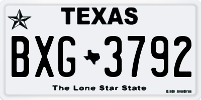 TX license plate BXG3792