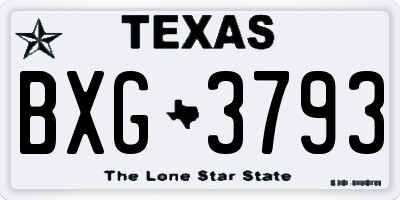 TX license plate BXG3793
