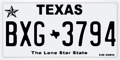 TX license plate BXG3794